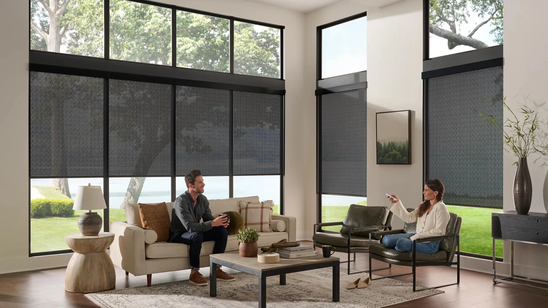 Alta roller shades in a furnished room.