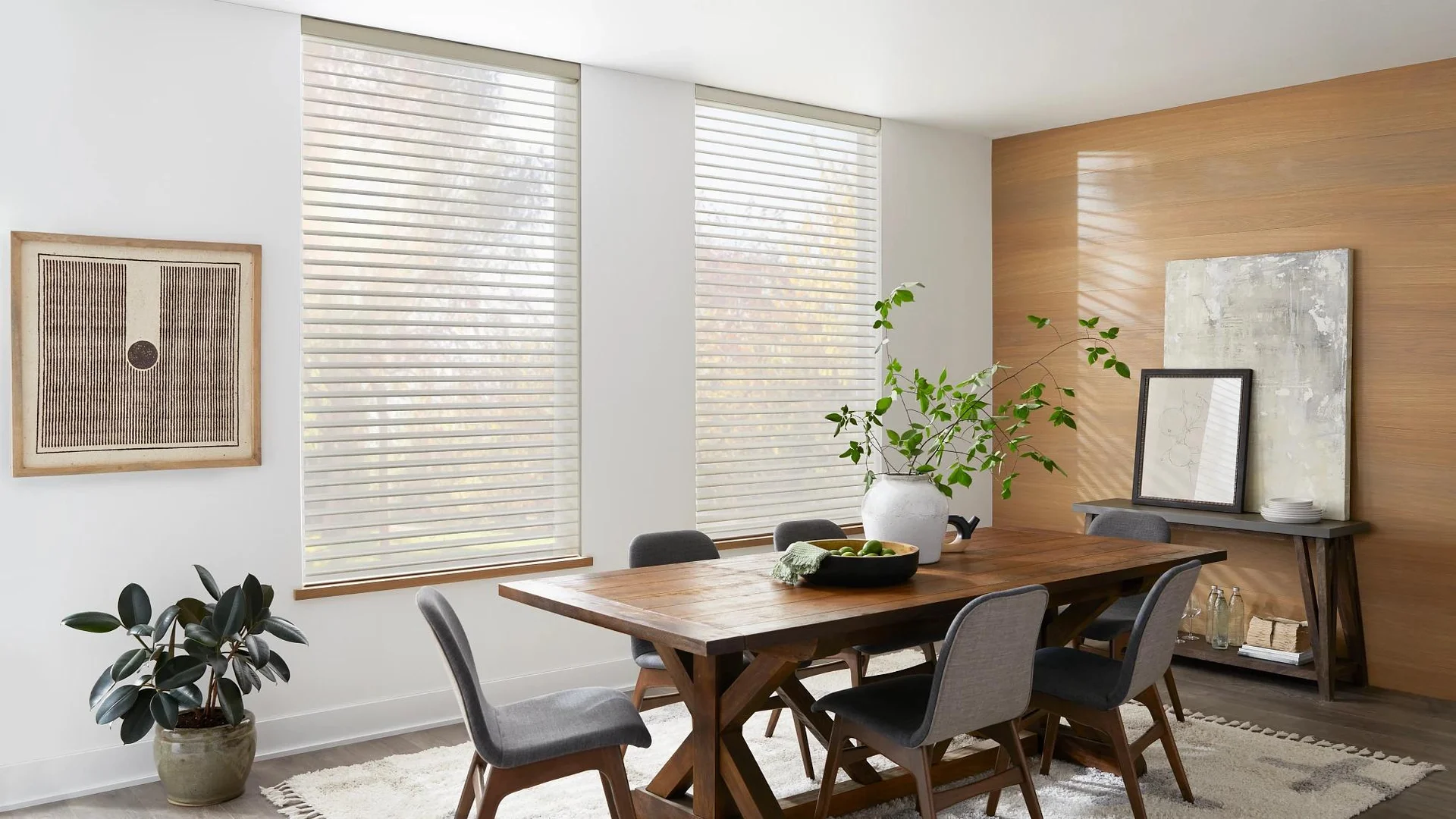 Alta sheer shadings shown at room windows.