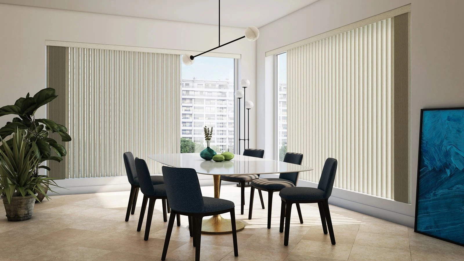 Alta Vertical Blinds in a furnished room.
