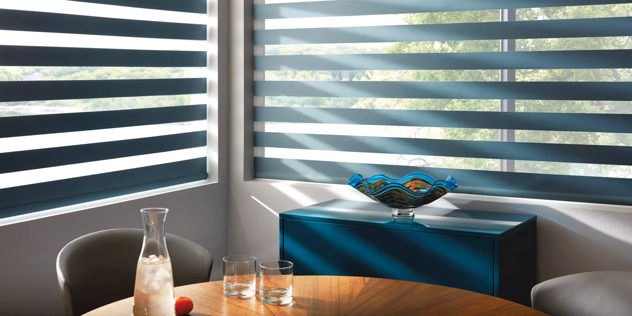 Designer Banded Shades in Zoey Baltic Sea
