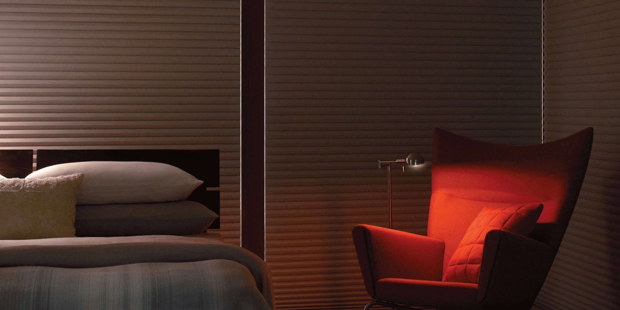 Hunter Douglas Duette® Honeycomb Shades at the window.