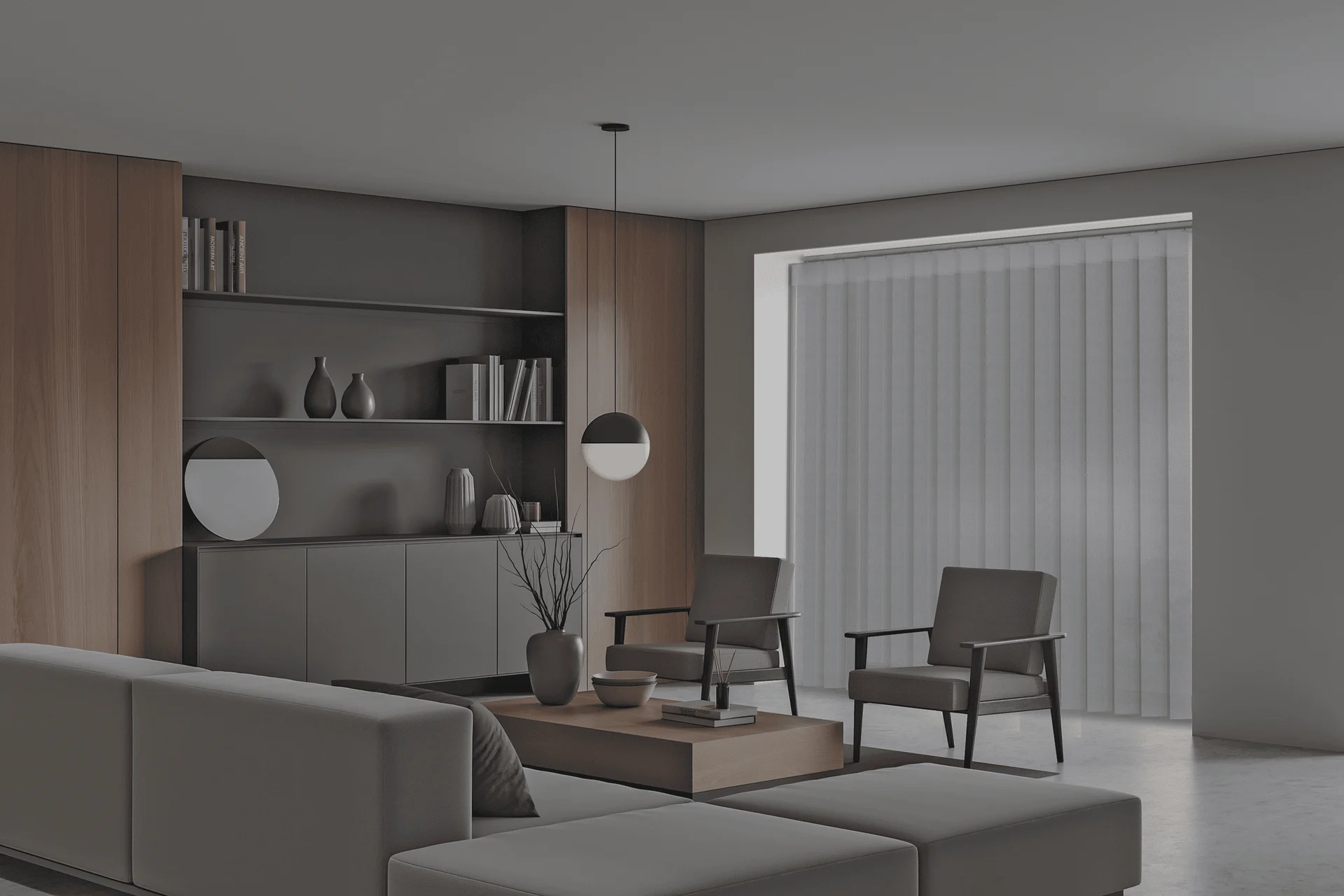 Sheer Elite vertical panels in the closed position.