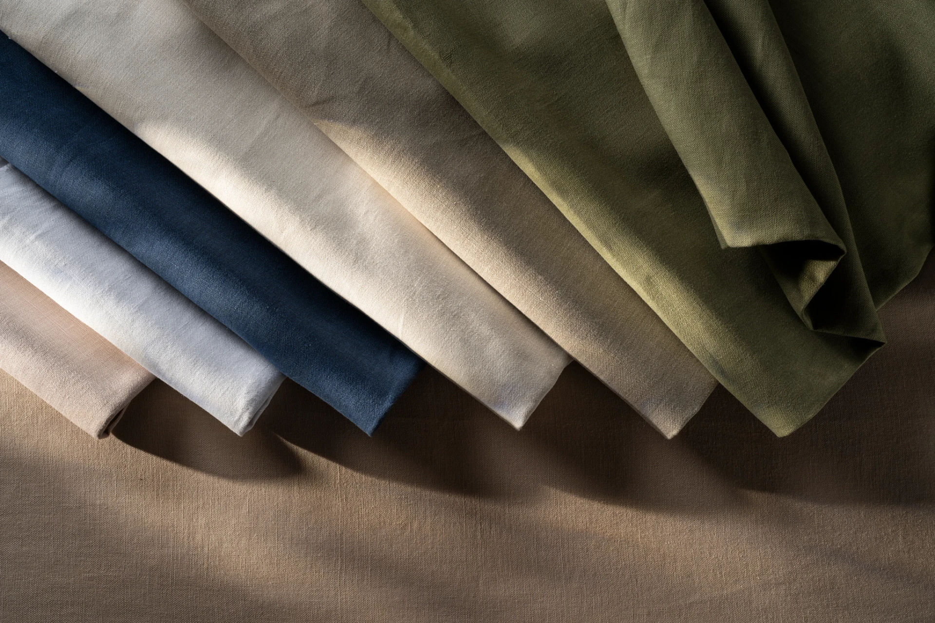 Graber fabric samples showing coordinated neutral colours and textures.