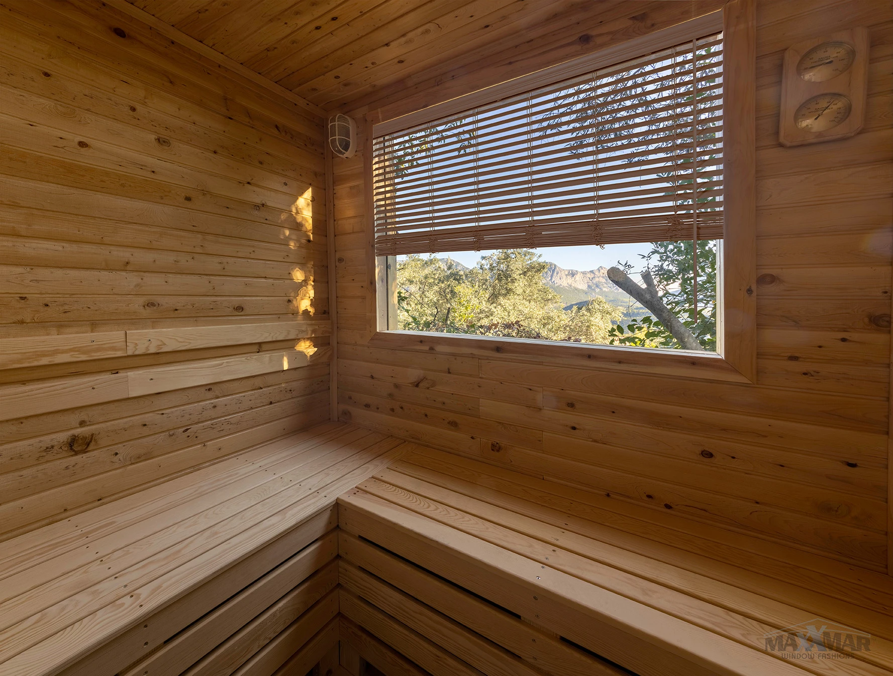 Maxxmar 2" Faux Wood Blinds: window-covering example.