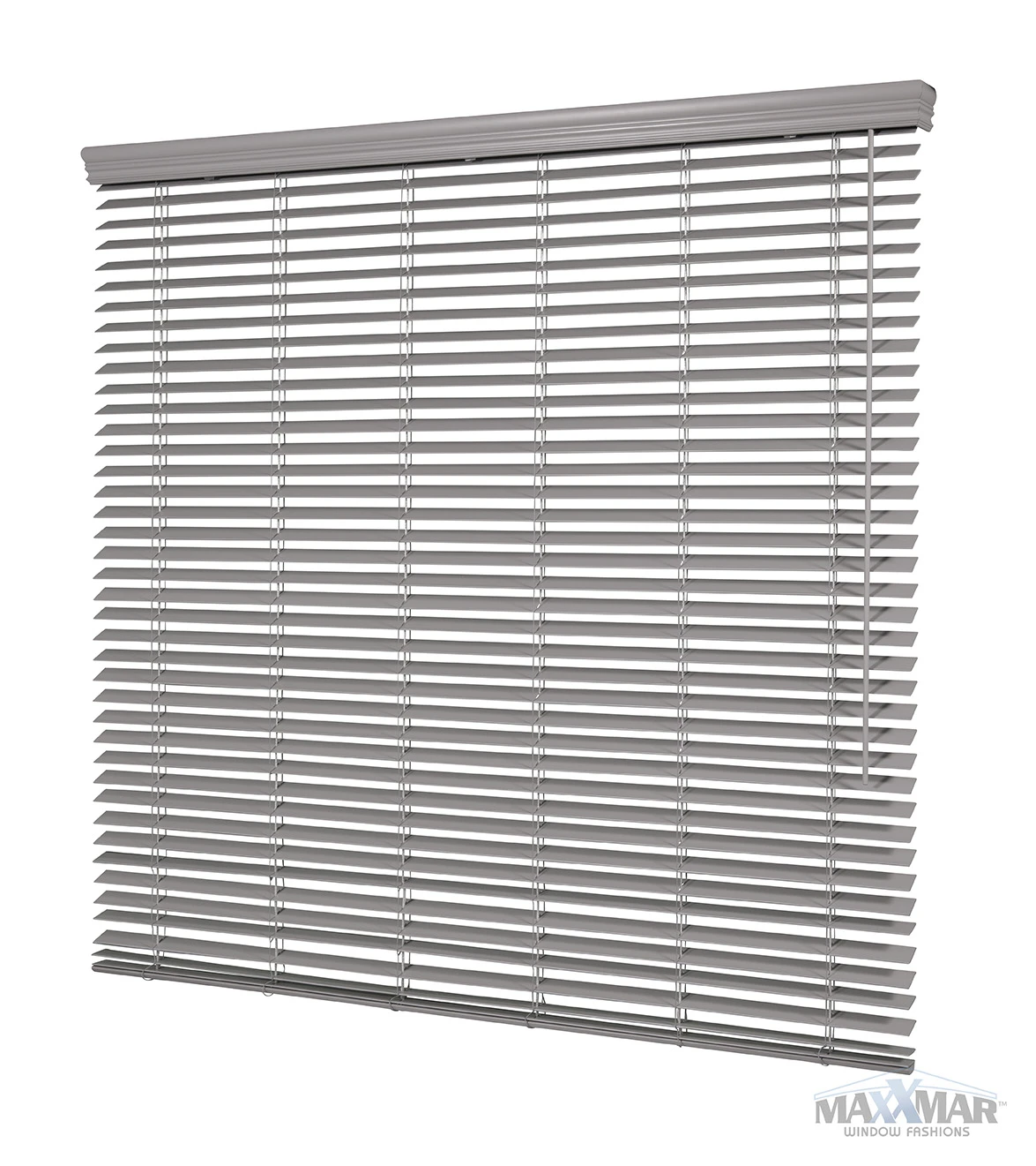 Maxxmar 2" Faux Wood Blinds: product and operating-detail illustration.