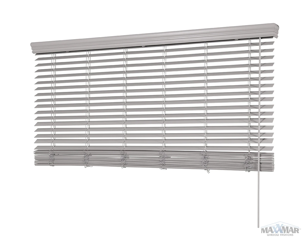 Maxxmar 2" Faux Wood Blinds: product and operating-detail illustration.