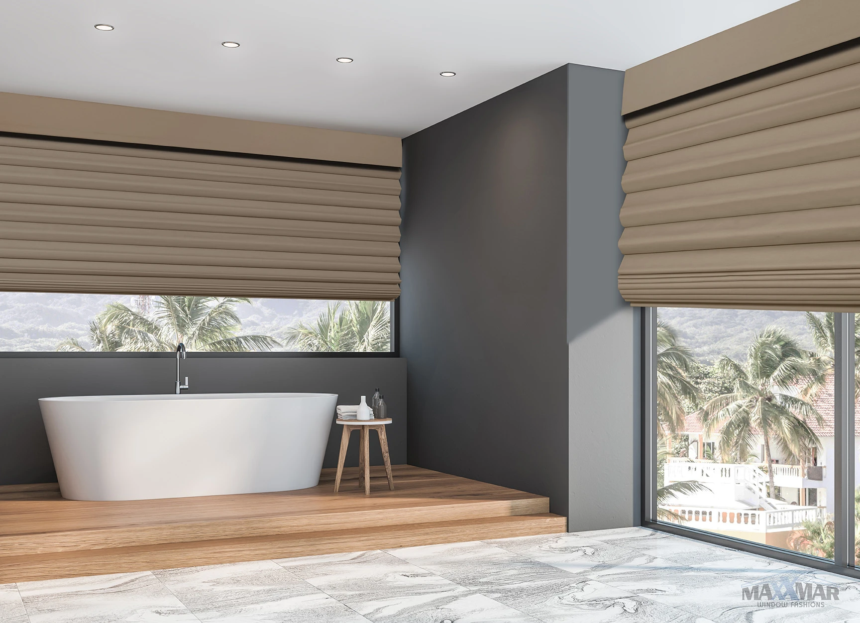 Maxxmar Roman Shades: window-covering example.