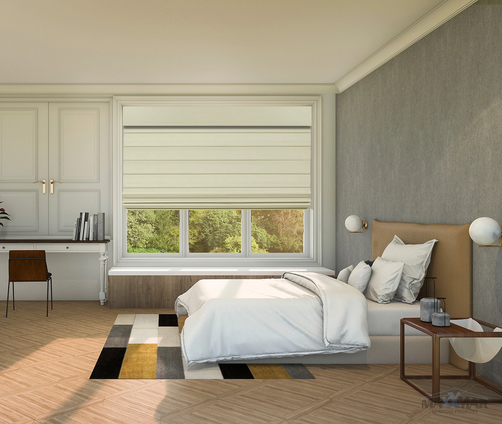 Maxxmar Roman Shades: window-covering example.