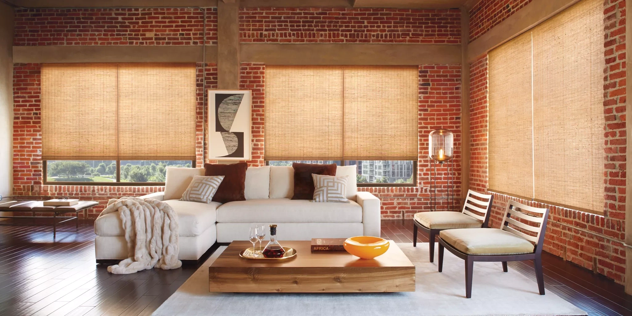 Hunter Douglas Provenance® Woven Wood Shades at the window.