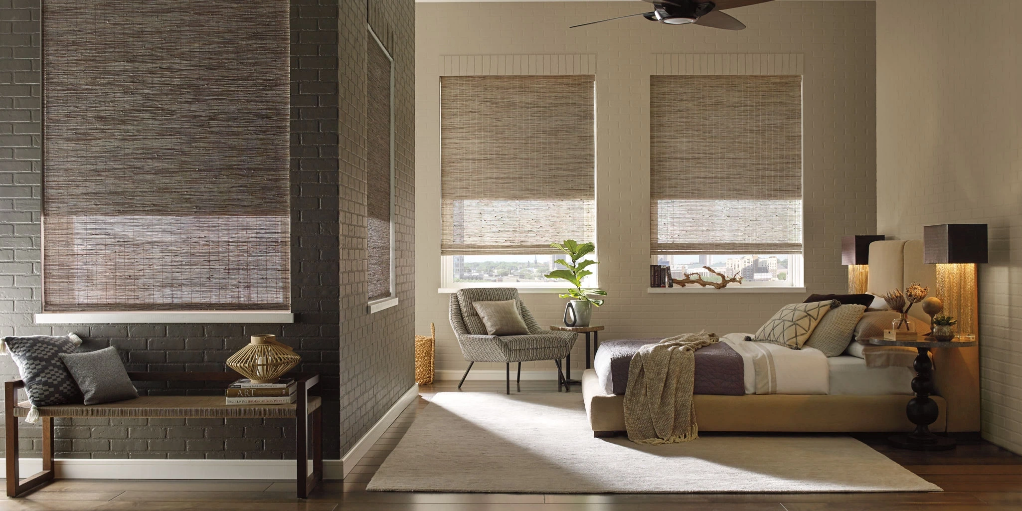 Hunter Douglas Provenance® Woven Wood Shades at the window.