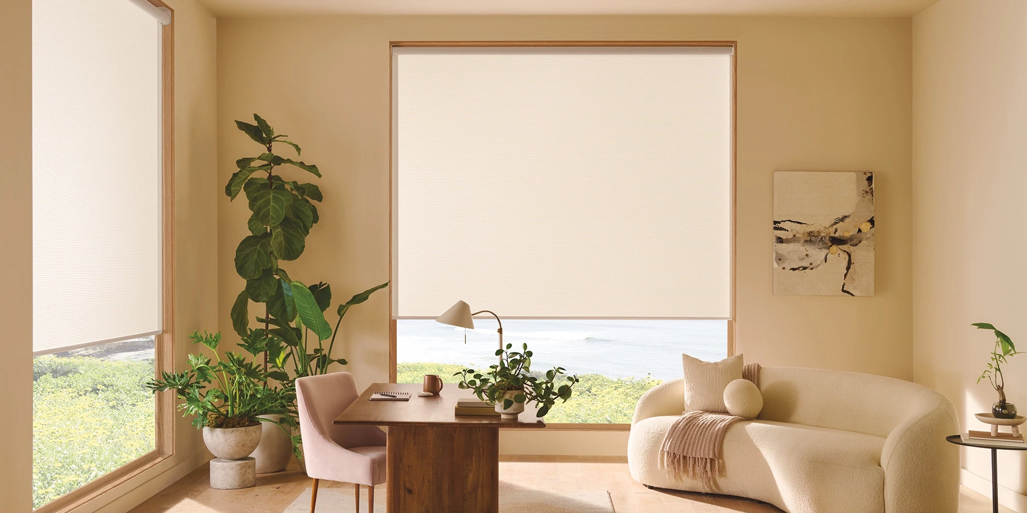 Designer Roller Shades fabric Ginseng in color Sisal
